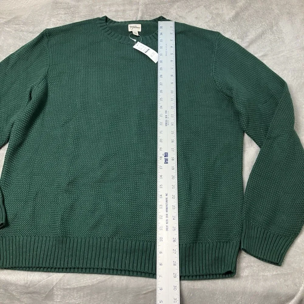 J‎ Crew Mens XXL Green Premium Basket-stitch Cotton Crewneck Sweater